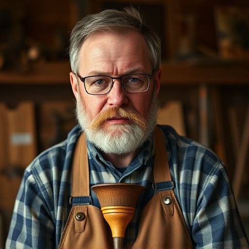Portrett av Lars Olsen, grunnlegger og møbelsnekker i Møbelkunst AS